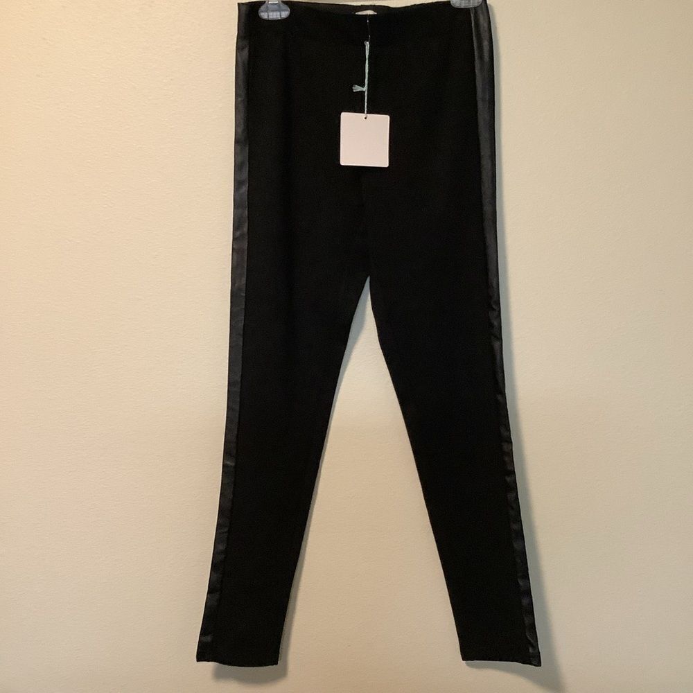Umgee NWT Women’s black small‎ high waist faux leather tuxedo stripe leggings - Picture 5 of 9